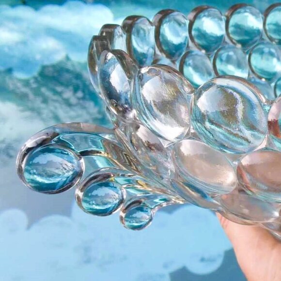 Vintage Westmoreland Thousand Eye Oval 2 Handled Bubble Glass Serving Bowl - Picture 6 of 9